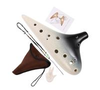 CONGARTENO Ocarina de Cerámica Tono C Instrumento Musical Profesional con Soporte Expositor Funda y Cordón Compatible con Estilos Musicales para Principiantes y Profesionales