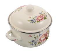 CONGARTENO Olla Esmaltada Vintage de 18 CM con Tapa Hermética Diseño Floral Retro Capacidad 2 Litros Adecuado para Cocinar Sopa y Popurrí en Estufas de Gas y Eléctricas