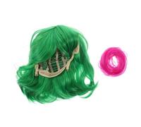 CONGARTENO Peluca Corta Verde Ondulada para Niños, Cabello Falso Divertido, Bufanda Incluida, Disfraz Cosplay Infantil, Accesorio para Fiestas y Carnaval, Set