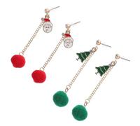 CONGARTENO Pendientes de Navidad Colgantes Borlas 2 Pares Santa Claus y Árbol de Navidad Joyas Navideñas Orejas Accesorios Festivos para Fiestas y Uso Diario