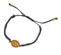 CONGARTENO Pulsera de San Benito Tejida Ajustable para Mujer Pulsera Religiosa de Cuerda Negra Reutilizable Accesorio Católico para Uso Diario Ocasiones Obsequios