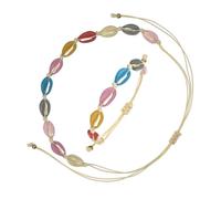 CONGARTENO Pulsera y Collar de Conchas Marinas Bohemias Tejidas, Aleación Pintura Manual, Ajustable, para Mujer, Joyería de Verano y Playa, Estilo Natural