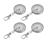 CONGARTENO Reloj de Bolsillo Broche para Enfermera y Estudiante, Acero Inoxidable Blanco, Números Grandes Claros, Portátil para Niños y Adultos, Uso Médico y Escolar, Pack de 4 Unidades