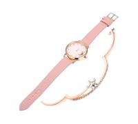 CONGARTENO Reloj de Pulsera y Brazalete Mujer Diseño Luna Rosa Cuarzo Delicada Decoración Elegante para Obsequio Uso Diario Fiesta Conjunto Complemento