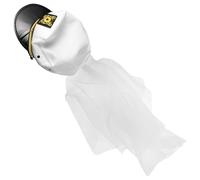 CONGARTENO Sombrero Marinero Azul Marino para Novia con Velo Desmontable Accesorio para Despedida de Soltera y Tocado de Boda Adecuado para Fiestas y Celebraciones