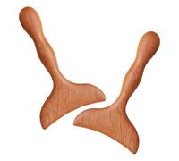 CONGARTENO Tablas de Masaje Gua Sha de Sándalo 2 Piezas Herramienta de Masaje Facial y Corporal de Madera Maciza Diseño en Forma de Pez Portátil para Spa Cuidado Piel y Relajación
