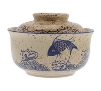 CONGARTENO Tazón de Ramen Japonés de Cerámica con Tapa Bowl de Comida Japonés para y Ensaladas para Comidas Calientes y Frías Utensilios de Mesa Elegantes