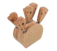 CONGARTENO Utensilios para Queso con Mango de Madera Antideslizante Acero Inoxidable Cortador Esparcidor de Mantequilla y Tenedor con Base para Picnic y Reuniones Familiares