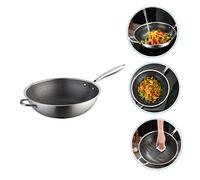 CONGARTENO Wok Inoxidable con Diseño de Panal Antiadherente Mango Doble Resistente Sartén para Saltear y Cocinar Cocina