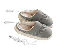 CONGARTENO Zapatillas Calefactables USB de Felpa Gris para Invierno Calentadores Eléctricos de Pies Reutilizables Protector Térmico Portátil para Uso Doméstico 1 Par