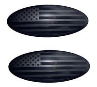 CONGCONG Emblema de Ford, Rejilla Delantera superpuesta de 9.5 Pulgadas para portón Trasero de Aluminio Ovalado de Bandera Negra Americana para Ford F150 2015-2023/2 Piezas/(Negro)