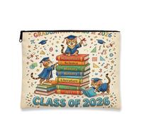 Congrats Grad Bengal Cats - Bolsa de maquillaje de dibujos animados, bolsa de viaje para mujeres, regalos para niñas, organizador portátil pequeño de lona con cremallera, 7 x 9 pulgadas