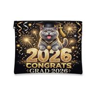 Congrats Grad British Shorthair Cats - Bolsa de maquillaje para mujer, organizador portátil de lona con cremallera, bolsa de aseo de graduación de 7 x 9 pulgadas