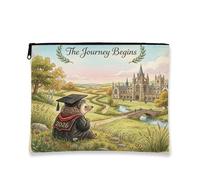 Congrats Grad Hedgehog - Bolsa de maquillaje de viaje para mujeres y niñas, organizador portátil de lona con cremallera, bolsa de aseo de graduación de 7 x 9 pulgadas