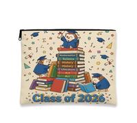 Congrats Grad Hedgehog - Bolsa de maquillaje para libros de dibujos animados, bolsa de viaje para mujeres, regalos para niñas, organizador portátil pequeño de lona con cremallera, 7 x 9 pulgadas