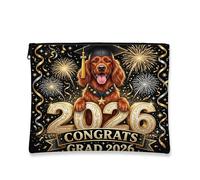 Congrats Grad Irish Setter - Bolsa de maquillaje de perro setter irlandés, bolsa de viaje para mujeres, organizador portátil de lona con cremallera, bolsa de aseo de graduación de 7 x 9 pulgadas