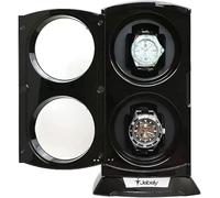 CONGRUI Caja automática de doble reloj, color negro, diseño elegante, funcionamiento silencioso, regalo ideal para relojes