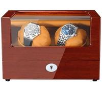 CONGRUI Caja de bobinadora automática de relojes con alimentación de CA y CC, soporte giratorio de madera con almohadas suaves, motor silencioso, regalo de vacaciones