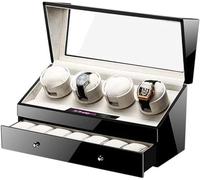 CONGRUI Caja de reloj automática con motor silencioso, diseño de madera doble, pantalla de almacenamiento unisex, regalo de vacaciones