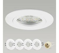 CongShine 4x Foco Empotrable GU10 Aluminio Blanco Downlight LED Empotrable Ojo de Buey de techo con Portalámparas GU10 65mm Para 50mm Lámparas De Led O Halógena, Redondo 60-70mm 230V