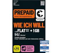 congstar Allnet Flat Plus - Tarjeta SIM SIM y Nano SIM (30,00 Euros/Mes, 1 GB de Datos Planos, máx. 21 Mbps, Allnet Flat en Todos los DT. Redes)