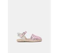 Conguitos Alpargatas de niña en esparto de color rosa con brillantes y corazones. Rosa 34