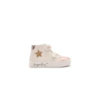 Conguitos - Zapatillas Altas de Niña con Doble Tira Adherente y Estampado de Estrella para Niña (Blanco/Talla 26)