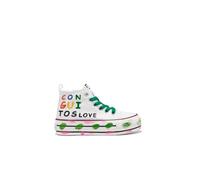 Conguitos Zapatillas Pintura Altas Lona Blanco - Zapatillas Casual para niños cómodas (Multicolor/Talla 29)