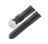 CongYi Correas De Reloj De Cuero Crazy Horse Correas De Reloj De Cuero 20 Mm 22 Mm 24 Mm Pulsera De Reloj For Hombre Cinturón De Piel De Vaca(Black-Silver Buckle,20mm)