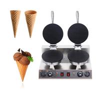 CóNica Para Helados Máquina para hacer conos de helado - Máquina comercial de 1200 W | Horneador de huevos de acero inoxidable de 110 V y 220 V con control de temperatura y tiempo, doble 110