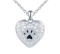 CONILOK Collar Colgante con Foto Plata de Ley 925 Medallón Personalizada Corazón con Huella Mascota Collar Recuerdo Joyas Amuletos para Mujeres Niñas Amantes de Animales
