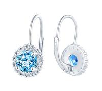 CONILOK Pendientes colgantes de plata de ley 925 con circonita cúbica, hipoalergénicos con pequeño colgante redondo de CZ, pendientes de aro para mujeres, novia, mamá, brillantes para novia o boda
