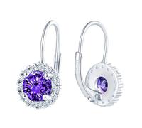 CONILOK Pendientes colgantes de plata de ley 925 con circonita cúbica, hipoalergénicos con pequeño colgante redondo de CZ, pendientes de aro para mujeres, novia, mamá, brillantes para novia o boda