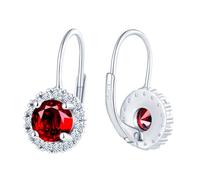 CONILOK Pendientes colgantes de plata de ley 925 con circonita cúbica, hipoalergénicos con pequeño colgante redondo de CZ, pendientes de aro para mujeres, novia, mamá, brillantes para novia o boda