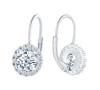 CONILOK Pendientes colgantes de plata de ley 925 con circonita cúbica, hipoalergénicos con pequeño colgante redondo de CZ, pendientes de aro para mujeres, novia, mamá, brillantes para novia o boda
