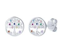 CONILOK Pendientes de árbol de la vida de plata 925 para mujer, árbol de la vida con circonitas redondas, pendientes hipoalergénicos de plata para mujeres y niñas, joyas brillantes para mamá, mujer