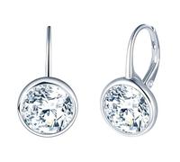 CONILOK Pendientes de aro de plata 925 con circonita, plateado/oro rosa/oro/azul/morado/rojo/rosa, 10 mm, para mujer, joyas, pendientes, regalos para mujeres, niñas, novia, mamá, cumpleaños, Navidad