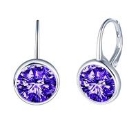 CONILOK Pendientes de aro de plata 925 con circonita, plateado/oro rosa/oro/azul/morado/rojo/rosa, 10 mm, para mujer, joyas, pendientes, regalos para mujeres, niñas, novia, mamá, cumpleaños, Navidad,