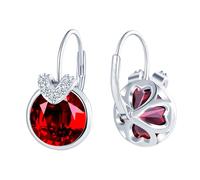 CONILOK Pendientes de circonita con letra de plata 925, hipoalergénicos para mujer con colgante redondo de CZ, pendientes de aro colgantes para mujeres, novia, mamá, brillantes para novia o boda