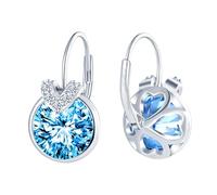 CONILOK Pendientes de circonita con letra de plata 925, hipoalergénicos para mujer con colgante redondo de CZ, pendientes de aro colgantes para mujeres, novia, mamá, brillantes para novia o boda