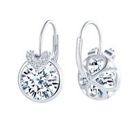 CONILOK Pendientes de circonita con letra de plata 925, hipoalergénicos para mujer con colgante redondo de CZ, pendientes de aro colgantes para mujeres, novia, mamá, brillantes para novia o boda
