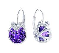 CONILOK Pendientes de circonita con letra de plata 925, hipoalergénicos para mujer con colgante redondo de CZ, pendientes de aro colgantes para mujeres, novia, mamá, brillantes para novia o boda
