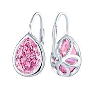 CONILOK Pendientes de gota de circonita de plata 925, hipoalergénicos para mujer con colgante de lágrimas de CZ, pendientes de aro para mujeres, novia, mamá, esposa, brillantes para novia o boda