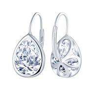 CONILOK Pendientes de gota de circonita de plata 925, hipoalergénicos para mujer con colgante de lágrimas de CZ, pendientes de aro para mujeres, novia, mamá, esposa, brillantes para novia o boda