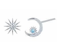 CONILOK Pendientes de plata de ley 925 con circonitas brillantes, desequilibrados, hipoalergénicos, para mujeres y niñas, diseño de cielo estrellado, joyas para viajes, vacaciones, moda regalo de