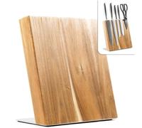 Coninx Bloque Magnético de Cuchillos 23x22x12cm | Soporte Cuchillos Cocina con Imán de Neodimio muy fuerte | Porta Cuchillos Cocina | Taco Cuchillos | Portacuchillos | Knife Block | Madera de Acacia