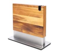 Coninx Bloque magnético para cuchillos con afilador integrado - Soporte para cuchillos de doble cara de madera de acacia - Soporte universal para cuchillos con base antideslizante para encimera de