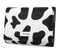 CONISY Bonitas carteras para mujer, cartera de cuero con bloqueo RFID, pequeña cartera triple con ventana de identificación para niñas y mujeres, negro (Cow Black), S, Casual