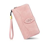 Conisy Cartera de Mujer de Gran Capacidad, Monedero Larga de Piel Sintética para Mujer con Bolsillo para Teléfono Móvil (Rosa)