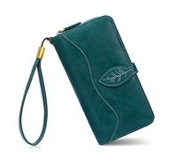 conisy Cartera de Mujer de Gran Capacidad, Monedero Larga de Piel Sintética para Mujer con Bolsillo para Teléfono Móvil (Azul Pavo Real)